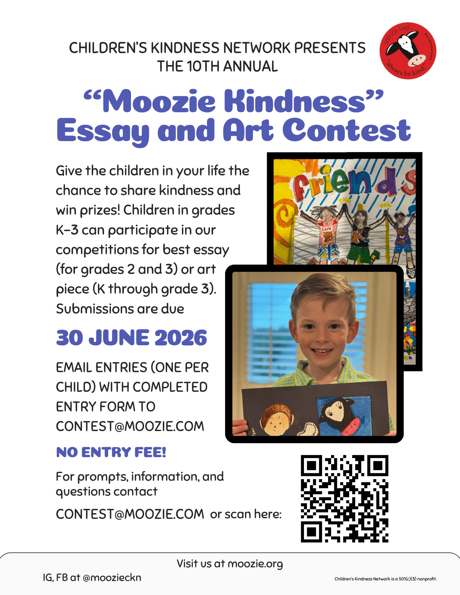 2026 Moozie Kindness Contest Flyer